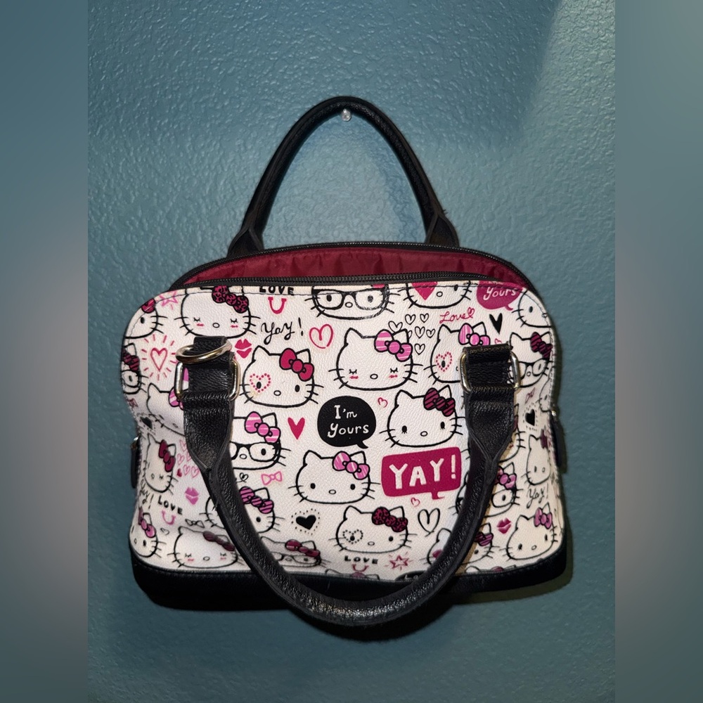 Hello Kitty Satchel Bag - Black, White, and Pink w/ Wallet